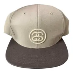 stussy キャップ　ステューシー　ストリート　ベージュ　ブラウン　刺繍ロゴ