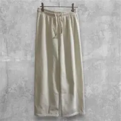 【新品】リブ素材 ワイドパンツ ホワイト裏起毛 レディース 秋冬のサムネイル