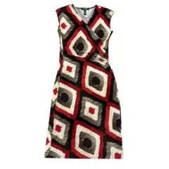 美品 ローレンラルフローレン カシュクールワンピース ノースリーブ 総柄 S