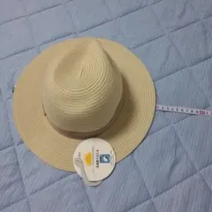 ベージュ 麦わら帽子 リボン付き　54cm