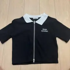 VEHEMENT フロントジップ 半袖ニット ブラック