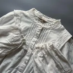 サマンサモスモス コットンリネン　襟袖フリル　ブラウス　ゆったり