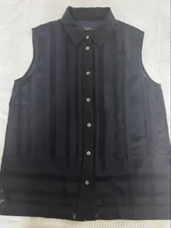 Paul Smith レーシーストライプノースリーブシャツ　ブラック