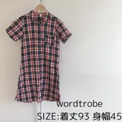 【美品】 wordtrobe レディース シャツワンピース チェック レッド系のサムネイル
