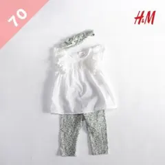 女の子 70 H&M フリル付きトップスとレギンスセット
