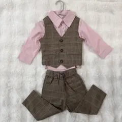【新品】キッズ フォーマルスーツ ピンク・ブラウン
