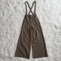 【新品タグ付】GU サス付き　ワイドパンツ　ガンクラブチェック　WT Sサイズ