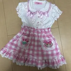 平成レトロ　メゾピアノ　うさぎちゃん　ジャンバースカート90cm メゾピアノ 平成 レトロ デニムジャンパースカート 100cm うさぎ くま