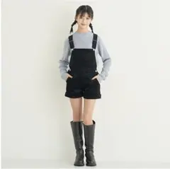 LOVETOXIC ベロアサロペットSブラッ ク140cm