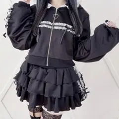 LIZLISA リボンパーカーセットアップ ブラック 最終値下げ ラッフルリボンセットアップ ｜ LIZ LISA（リズリサ）公式通販