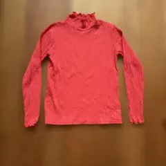 メロウネック リブ長袖カットソー コーラルレッド