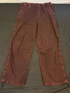 ZARA ブラウン レッド デニム ワイドパンツ L