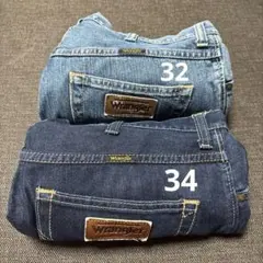 値下げ‼️Wrangler デニム ダークブルー ライトブルー ダメージ