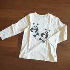 キッズ 長袖Tシャツ パンダ柄 ホワイト 140