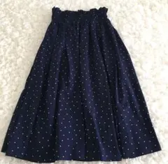 リシェグラマー ドット柄ロングスカート ネイビー