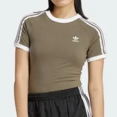 adidas originals クラシックスリーストライプ Tシャツ オリーブのサムネイル