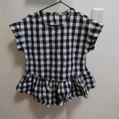 petit main ギンガムチェック 半袖トップス