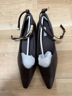 ダークブラウン ポインテッドトゥ ハイヒール 24.0cm