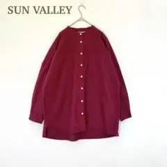 サンバレー　スタンドカラーシャツ　長袖　ボルドー　FREESIZE