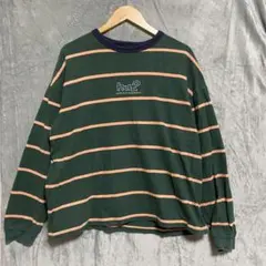 【L935】 HUF ボーダーロンT サイズL グリーンのサムネイル