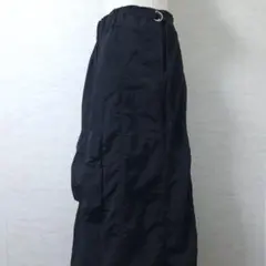 未使用 ザラ ベルト付き ナイロン カーゴ ロングスカート ブラック
