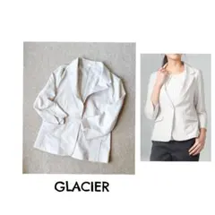 GLACIER/グラシア 夏用8分袖テーラードジャケット ベージュ Mのサムネイル
