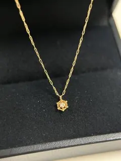 K18YG 木谷貴金属 カットあずきチェーン 1mm幅 一粒ダイヤネックレス K18YG 木谷貴金属 カットあずきチェーン 1mm幅 一粒ダイヤネックレス