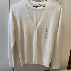 新品　ユニクロ　エクストラファインメリノ　カーディガン 半袖　セットホワイト M
