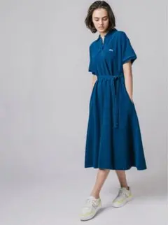 ラコステ インディゴ 鹿の子 ポロ マキシ ドレス LACOSTE 36のサムネイル