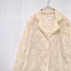 総レーステーラードジャケット　アイボリー 　M-L