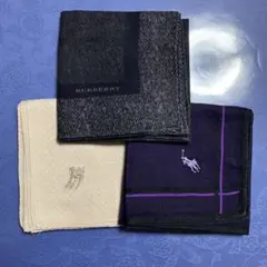 Burberry、Ralph Lauren ハンカチ3枚セット