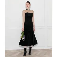 Leja バックリボシアー切り替えマーメイドフレアドレスワンピース結婚式