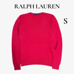 RALPH LAUREN ラルフローレン Vネック ニット ポニー刺繍 レッド