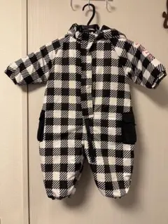 キッズ　フード付きスキーウェア 防寒着　チェック柄　80