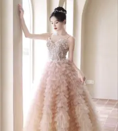 ボリューム感たっぷり チュールカラードレス｜プリンセスライン｜前撮り用