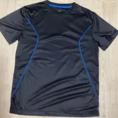メンズ　ブラック Tシャツ サイズ 青いラインLL ツルツル生地