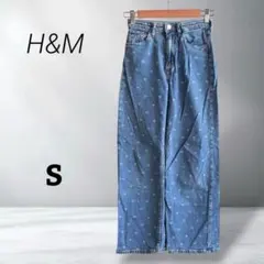 【H&M】デニムパンツ ハート柄 ワイド ウエスト調整可 綿99% レディース