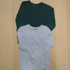 長袖カットソー 130サイズ グリーン グレー 2色セット