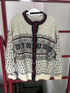 L.L.Bean USA製 ノルディック柄 ウールカーディガン L