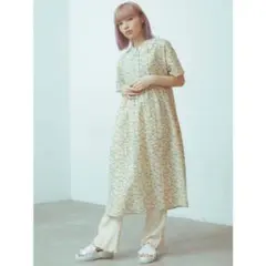 merry jenny tulipフリルカラーシャツワンピース イエロ