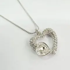 スワロフスキー ネックレス ハート 大ぶり シルバー オープンハート 可愛い