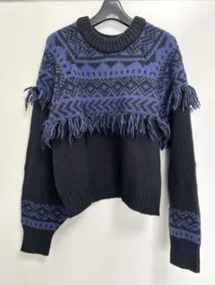 KBF ケービーエフ　幾何学模様　フリンジニット