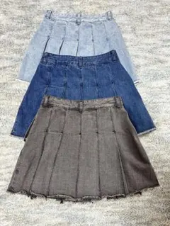 値下げ中　GU 3点セットデニムロープリーツミニスカート