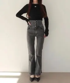 【新品未使用】ハイウエストストレッチフレアデニムパンツ