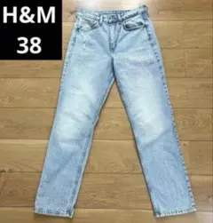 H&M★ハイライズ　ヴィンテージストレートデニム　38サイズ L ライトブルー