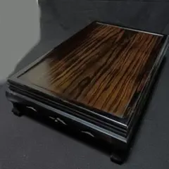 花台　置物台　縞黒檀　花瓶台 木彫　木製　透彫　横幅約53.5cm　ア11上