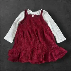 キッズ レイヤード風 ワンピース ボルドーのサムネイル