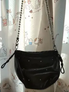 未使用♥ニコアンド☆スタッズ装飾 ブラック ショルダーバッグ 小型