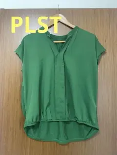 値下げ プラステ PLST 鮮やかグリーン 異素材 フレンチ袖カットソーのサムネイル