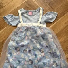 シンデレラプリント 水色ワンピース 半袖